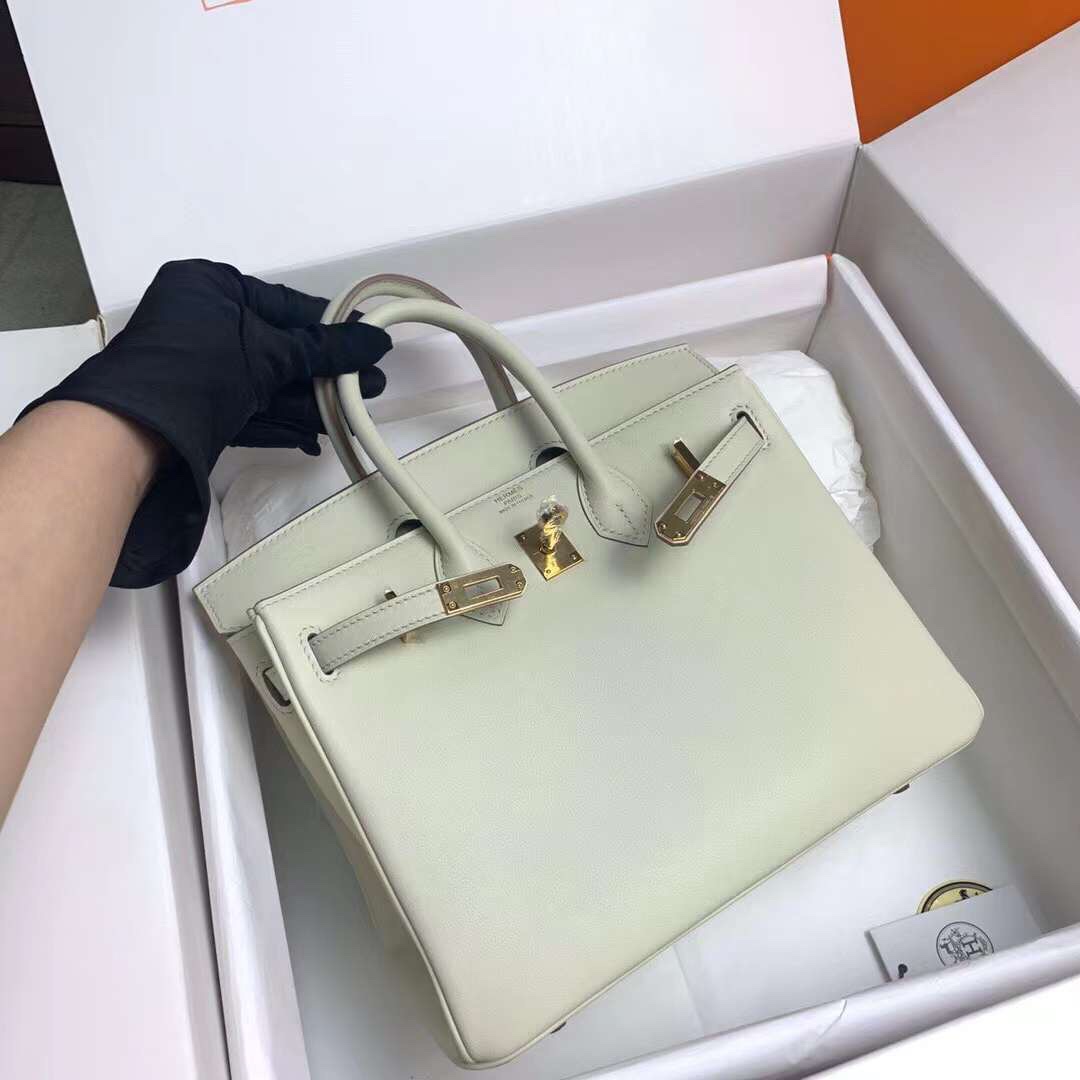 Hermes Birkin 25CM Swift Leather Handbag White 